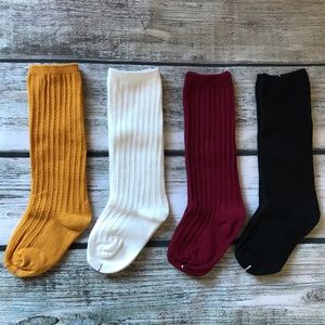 Brand New Set of 4 Cable Knit Knee High Socks 1-3Y